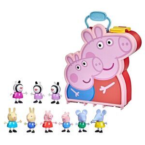 Hasbro Peppa Pig Carry Case with Figures - Pink, Red, Blue